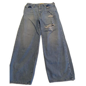 Levi's Baggy Dad Jeans Women's 28x30 Distressed Light Wash Blue Denim